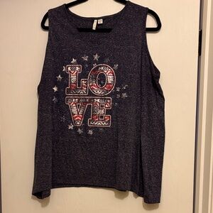 Cato Dark Blue Tank Top with Love Graphic
